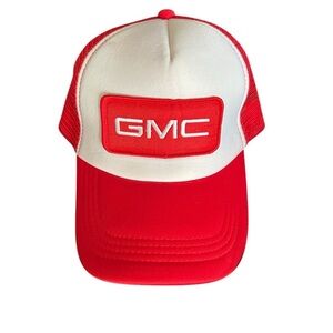 Vintage GMC snap back mesh trucker style baseball cap red and white